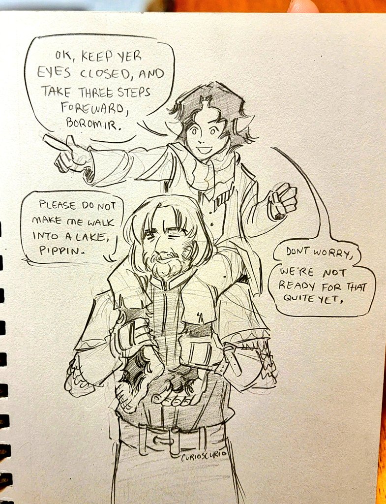 Pippin and Boromir performing some kind of tactical activity (dicking around) #lotr