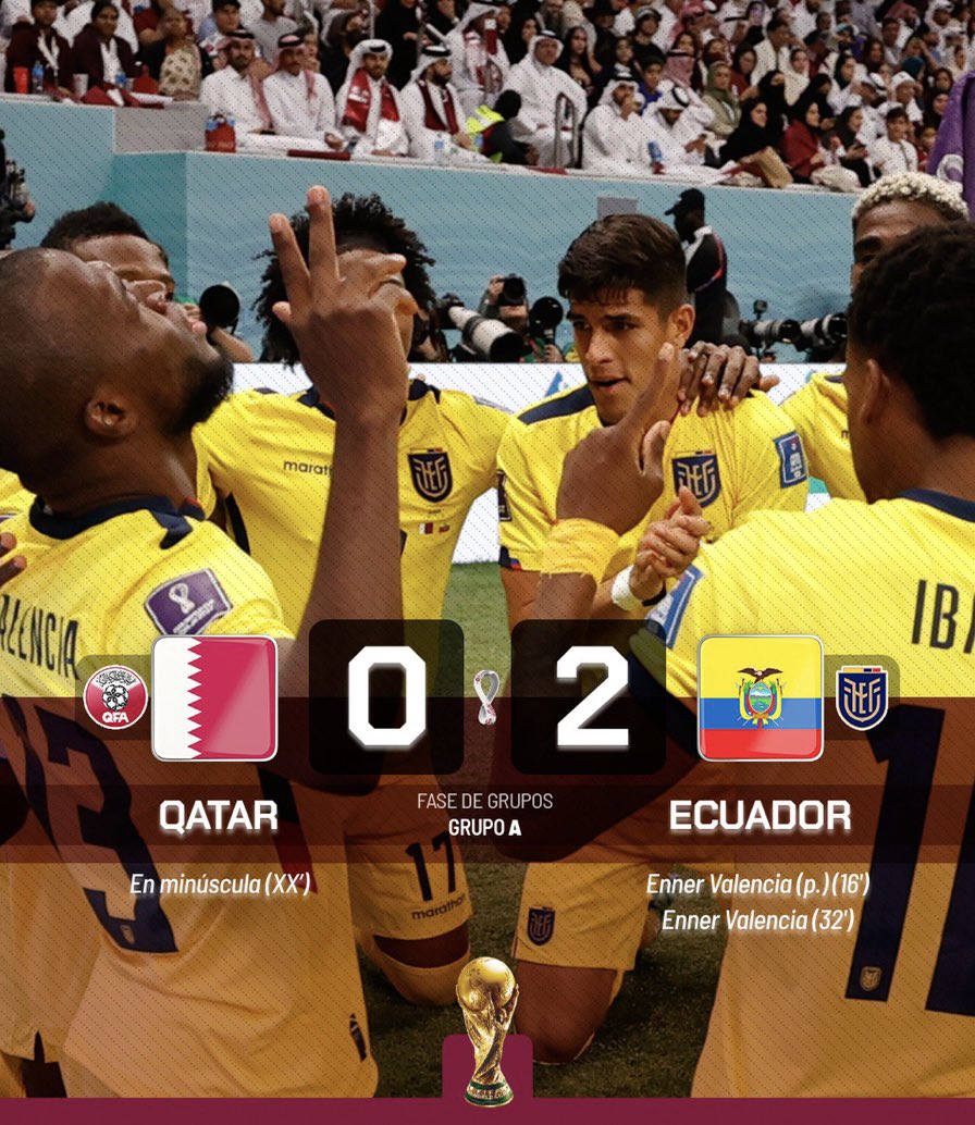 Y así acabo el primer partido del mundial y Ecuador de lleva los primeros 3 puntos! TODOS los partidos den mundial en cualquiera de nuestras plataformas, contratas en takerapp.com
