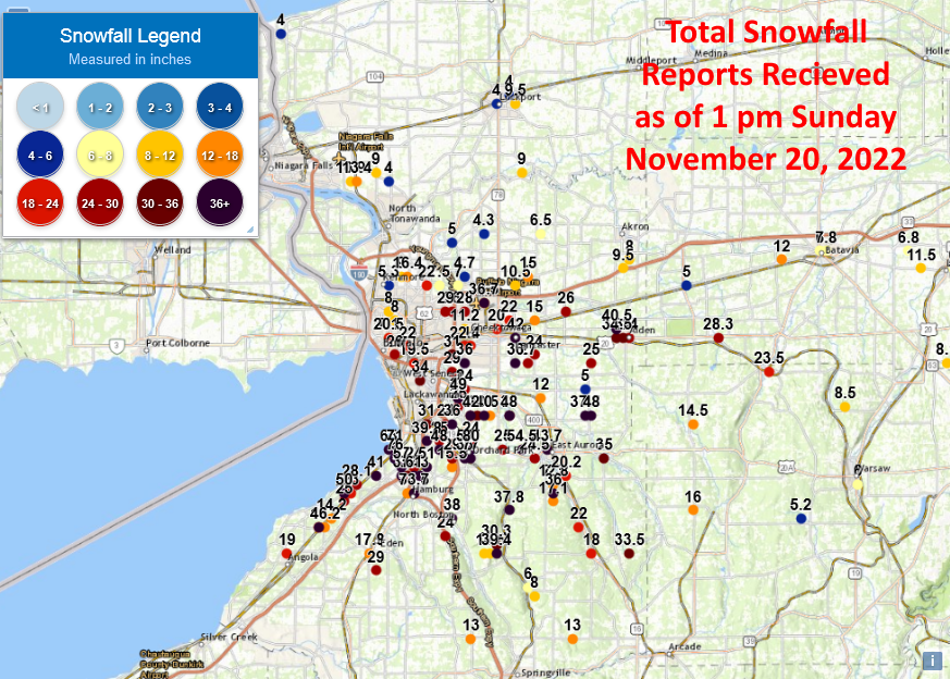 NWSEastern's tweet photo. Updated lake effect snow totals as of 1 pm Sunday.
Orchard Park NY 80"
Athol Springs NY 76"
Hamburg NY 73.7"
Natural Bridge NY 72.3"
Watertown NY 61"
Fort Drum NY 54"
East Aurora 51.3"
West Seneca NY 49"
Lancaster 42"
Copenhagen NY 40"
Buffalo Airport NY 36.7"
Star Lake NY 35" https://t.co/IOSSPBBGRC