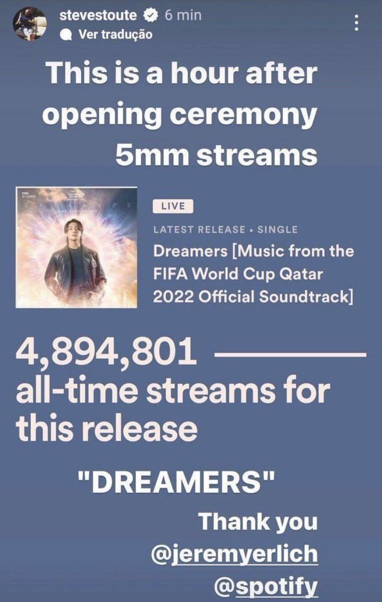 btschartsxdaily's tweet photo. According to stevestoute, #DreamersbyJungkook has surpassed +4.8M UNFILTERED STREAMS 🚨

- Remember that this streams are only unfiltered not filtered, so please stream correctly!
PLEASE STREAM NOW 🚨🚨
https://t.co/ZuitQp4EYe https://t.co/CFF2RyISPc