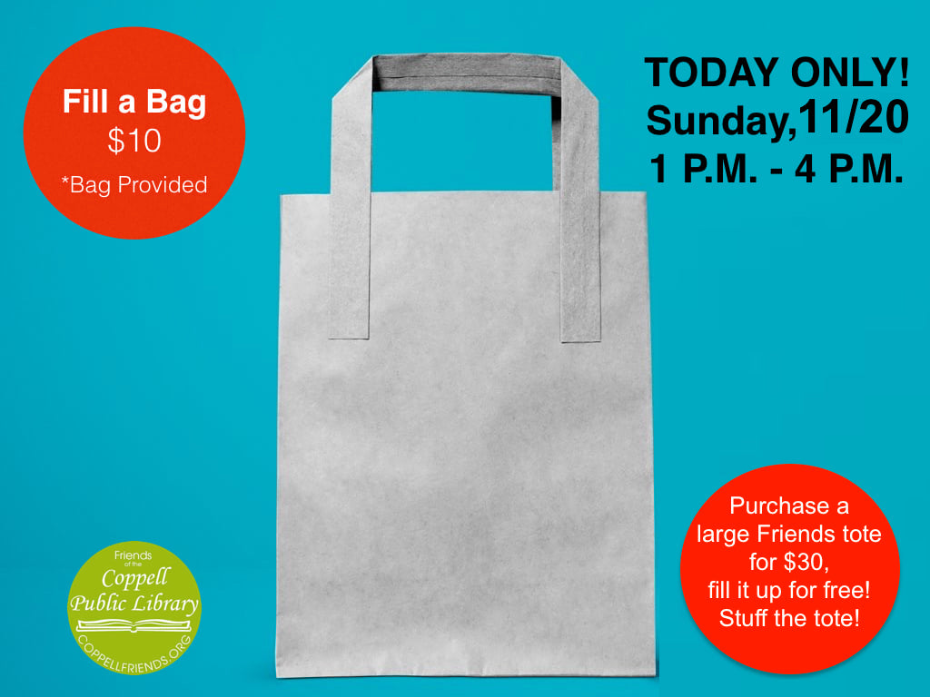 TODAY (Sunday, November 20 from 1 P.M.-4 P.M.) is our FIRE SALE!🔥
You can stuff a large, paper grocery bag with as many items as you can and pay $10 total for everything in the bag!📚
Or purchase a large Friends tote for $30 and stuff it with as many items as you can for FREE!❤️