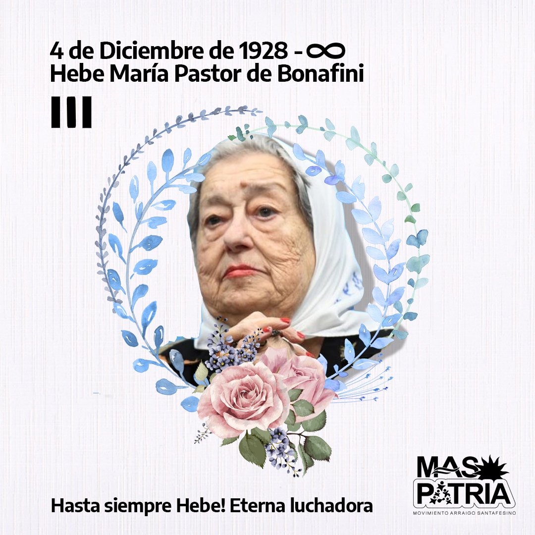 maspatria_'s tweet photo. Hoy paso a la eternidad
Nuestra querida Hebe!
Quien supo ganarse las calles, las plazas y el corazón del Pueblo Argentino con su lucha incansable.
Seguiremos levantando bien alto tus banderas, será nuestra responsabilidad cosechar lo que has sembrado en toda tu vida. https://t.co/2ZzR5ufxcV