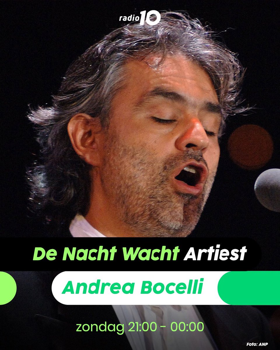 Een nieuwe De Nacht Wacht met:
🎤 Artiest: Andrea Bocelli
🎸 Live Track: The Hollies 
🎬 Movie Track: uit ‘Black Panther: Wakanda Forever'
🎶 Instrumental Track: Kirk Whalum
📨 Ingezonden Top3tjes! 
Luister je mee? 🤩
#deNachtWacht #radio10 #AndreaBocelli