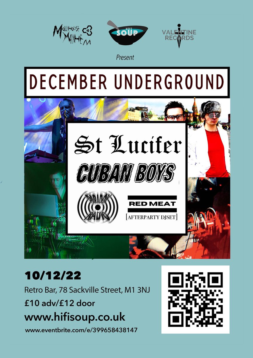 StLuciferLive's tweet photo. Here we go! This is going to be something special! Join us, #JohnPeel #FestiveFifty chart topping @thecubanboys, genre busting Paradox Radio, and body busting DJ set from Red Meat (@dedpxlRhys).
Get ya tickets here before they're all gone! https://t.co/ifNtXfPfhW https://t.co/9Yq0aZ7QIP