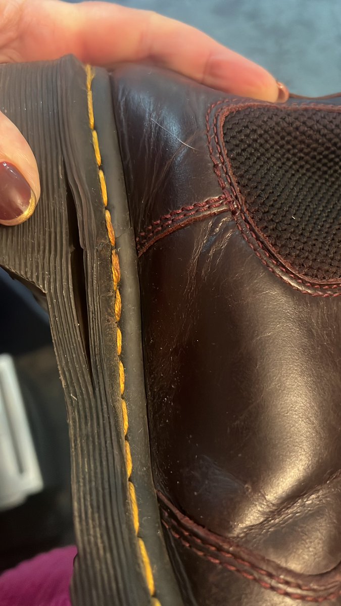 Stupidly listened to advice of ‘get some <a href="/drmartens/">Dr. Martens</a>, they are great and last forever’…2 years on and the sole has split, great one - my amazingly warm fur lined Docs are now only suitable for dry weather and summer 🫣