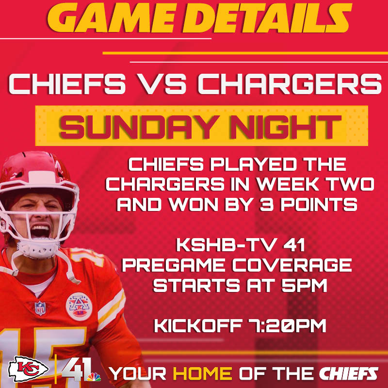 KSHB 41 News on X: 'What you need to know about @Chiefs vs @chargers!  Tonight on KSHB 41! #ChiefsKingdom  / X