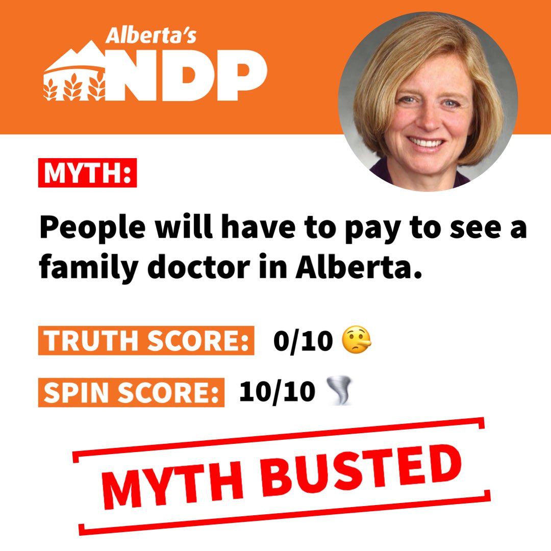 I’m committed to public health care. Health spending accounts are a bonus for Albertans to pay for services not covered by AHS. <a href="/RachelNotley/">Rachel Notley</a> knows this, but she doesn’t care about the truth. She’d rather spin than give real feedback on how to improve our current system. 
#abpoli