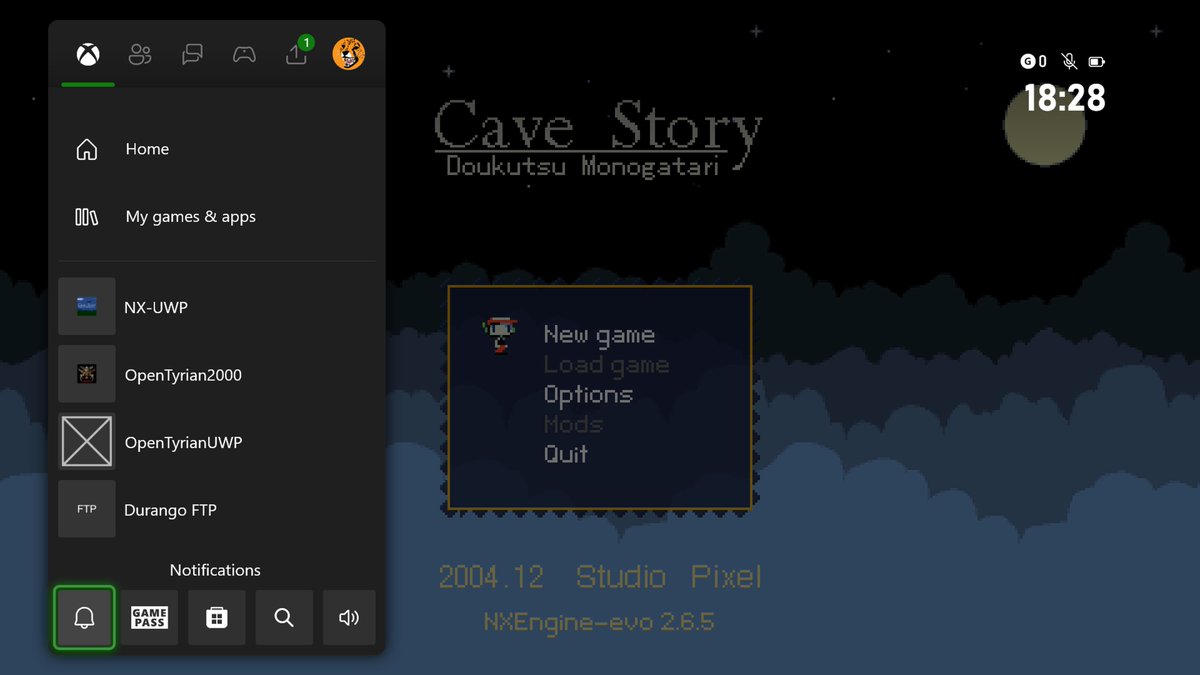 tunip3bot's tweet image. ported NX engine Evo (Cavestory) to the Xbox via UWP
github.com/Xbox-Homebrew/…