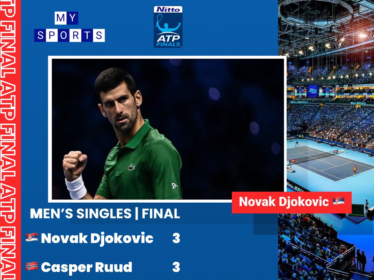 _MySports's tweet photo. 🚨🚨 NOVAK DJOKOVIC 🇷🇸 ÉGALISE (3/3) !!! 🔥 #NittoATPFinals https://t.co/JrdqJZxkji