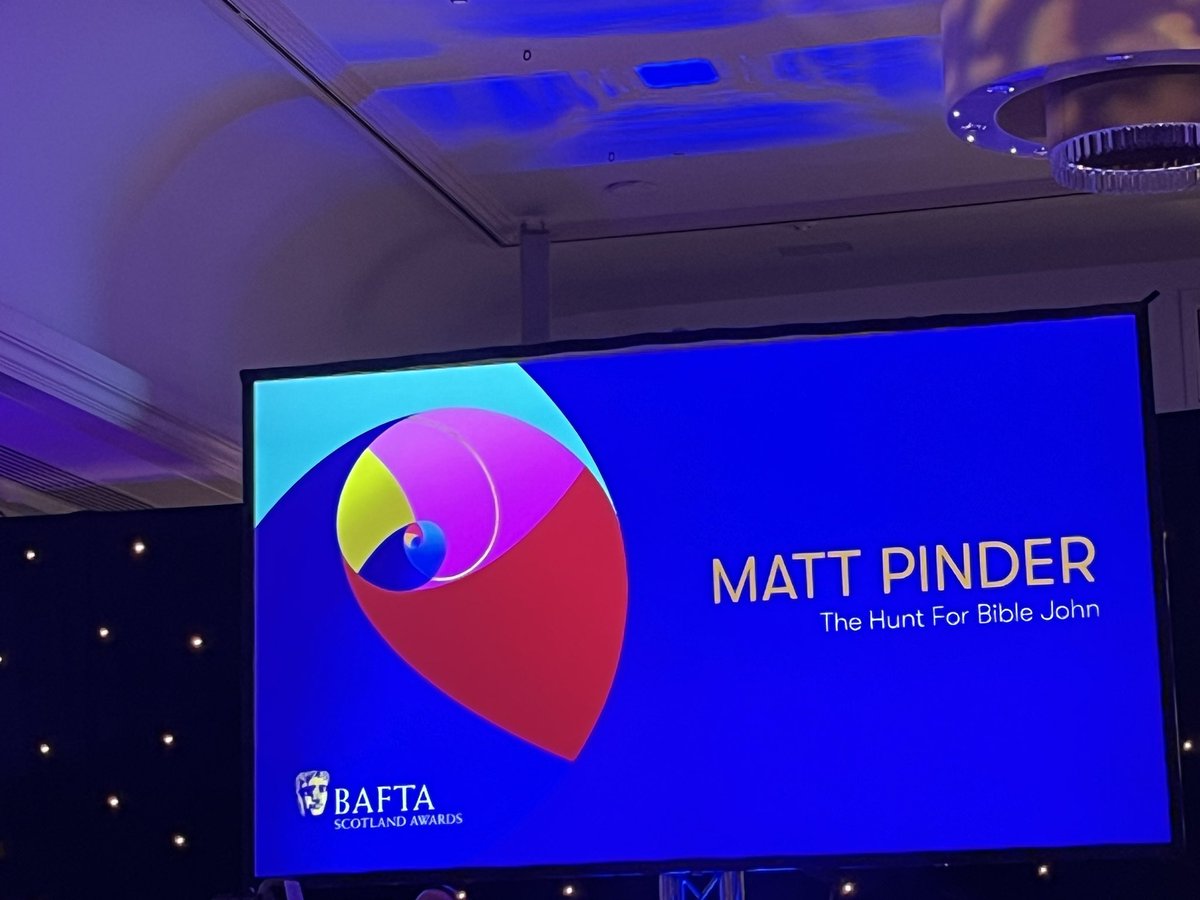 Great to see @MattPinder2000 yet again win best factual director at @BAFTAScotland for his brilliant t work on The Hunt For Bible John. @FirecrestFilms