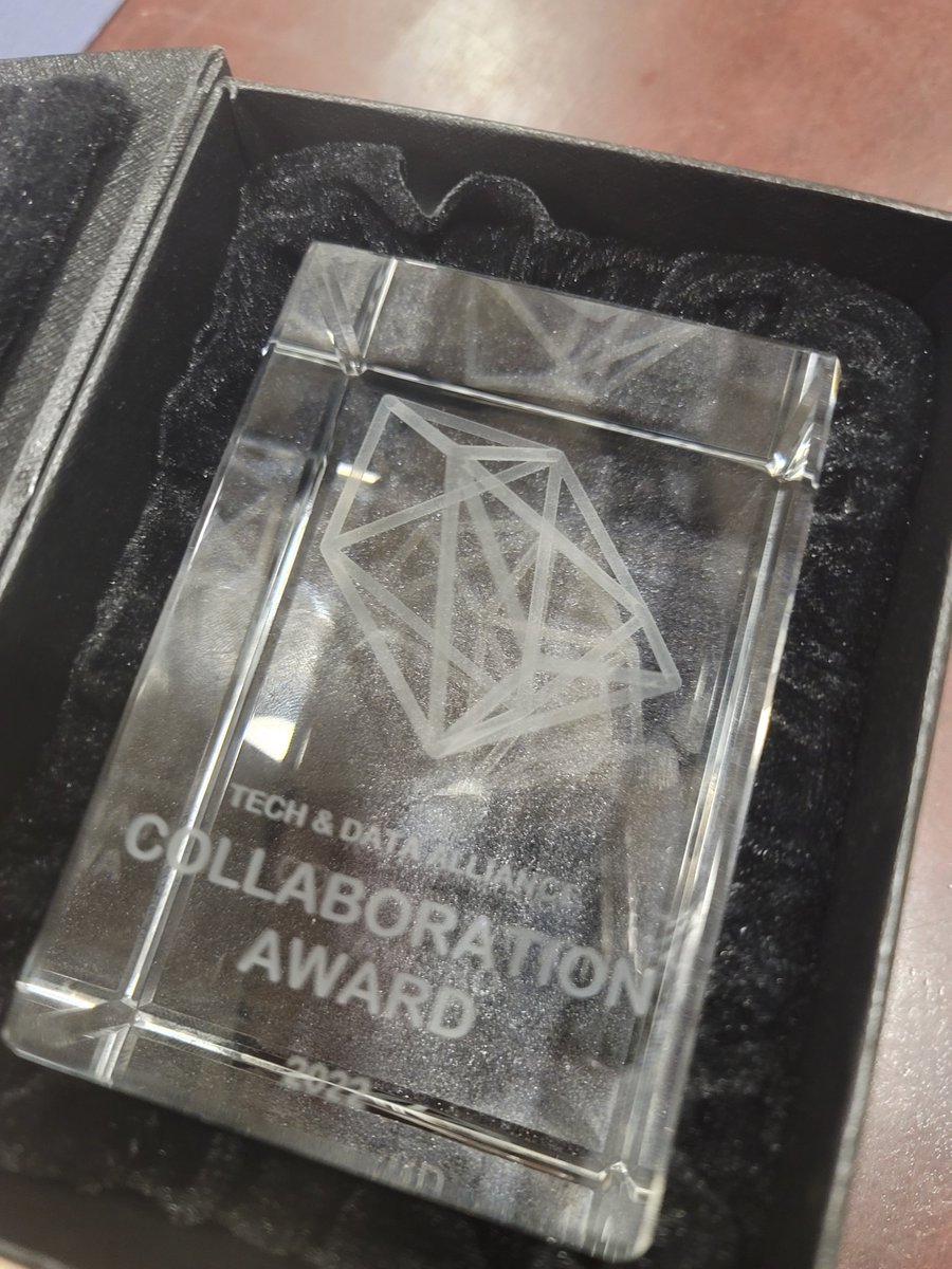 jimcush2's tweet photo. Just received the award for our team at PRH winning the Bertelsmann's Tech &amp; Data Collaboration contest at their conference in Germany last week :) https://t.co/yPqTqD2c2m