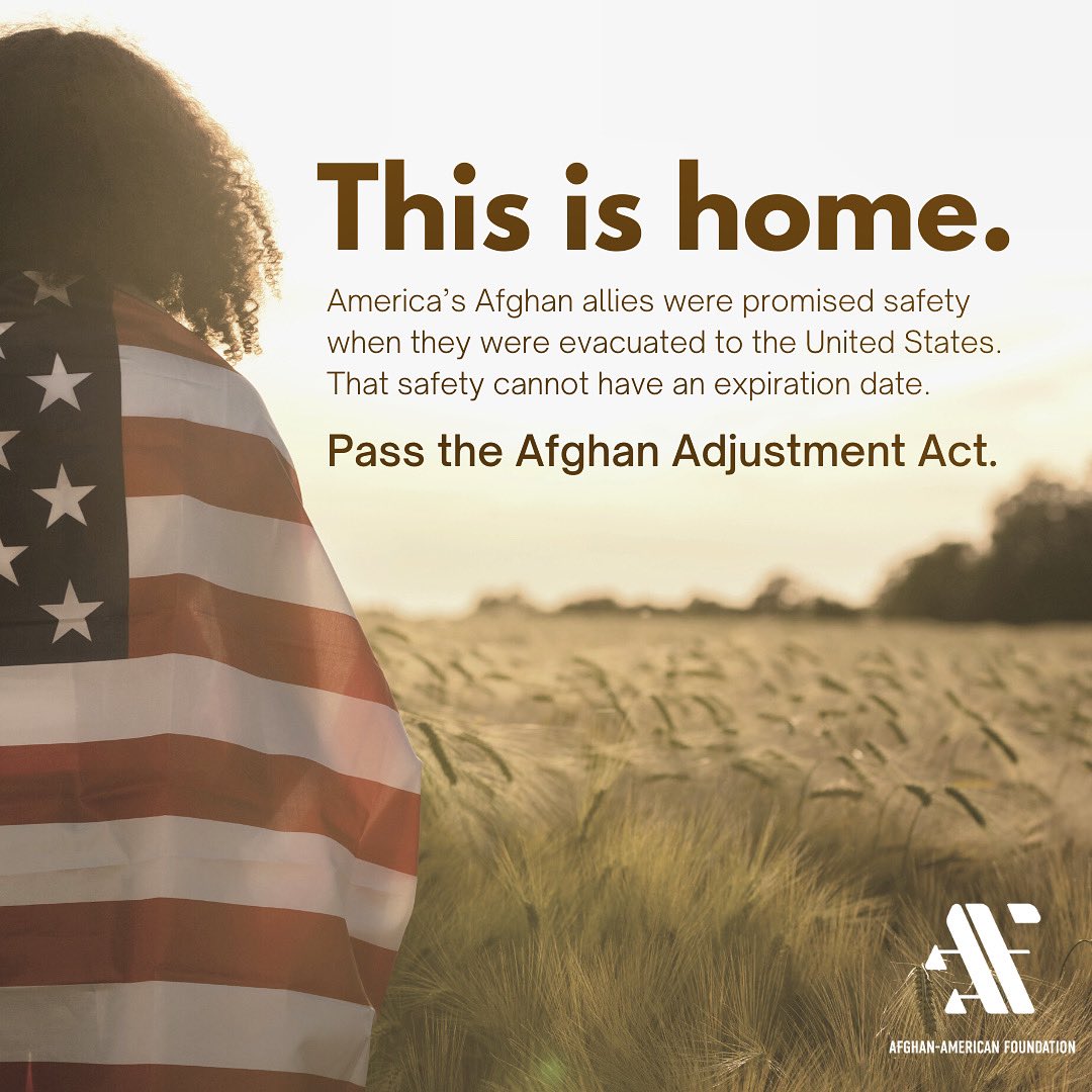 Afghan_American's tweet photo. It’s now or never. It’s time to pass the #AfghanAdjustmentAct.

Raise your voice: https://t.co/IjTmQMAR6L

#ThisIsHome #KeepThePromise #FinishTheMission #AAAFireWatch https://t.co/eApXGzac5f