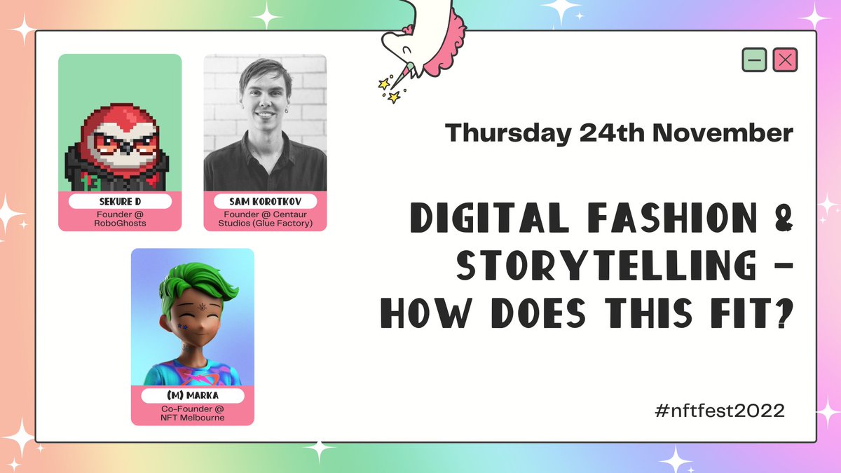 It's <a href="/NFTFestAus/">NFT Fest Australia</a> week!
Thursday afternoon <a href="/markamedia/">markamedia (migrated to marka_eth)</a>, Sam and I have you covered with some high profile topics coming out of the last few weeks 🔥
Can't wait to see everyone 🙌