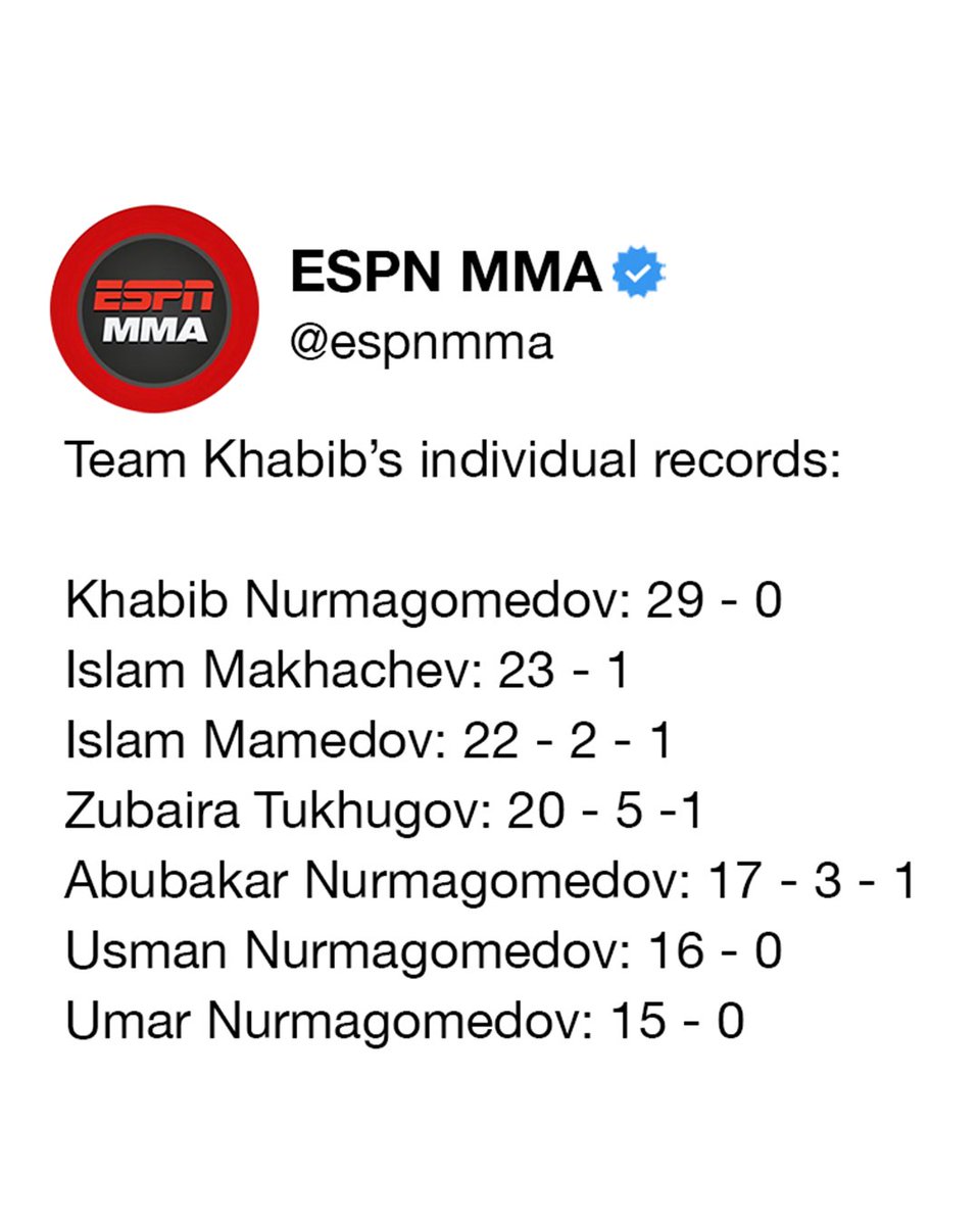 The combined fight record of team Khabib is absolutely bonkers 🤯