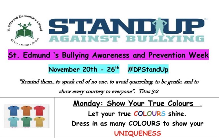 spiteri_mrs's tweet photo. Monday we're letting our true colours shine & celebrating our UNIQUENESS in person.We'll pray for victims of bullying & transphobic violence/hate.
We'll see you @edmund_st tomorrow as there will not be a strike.
#BullyingAwareness #ChildrensDay #DPStandUp #TransDayOfRemembrance https://t.co/XrJMUjoVaD