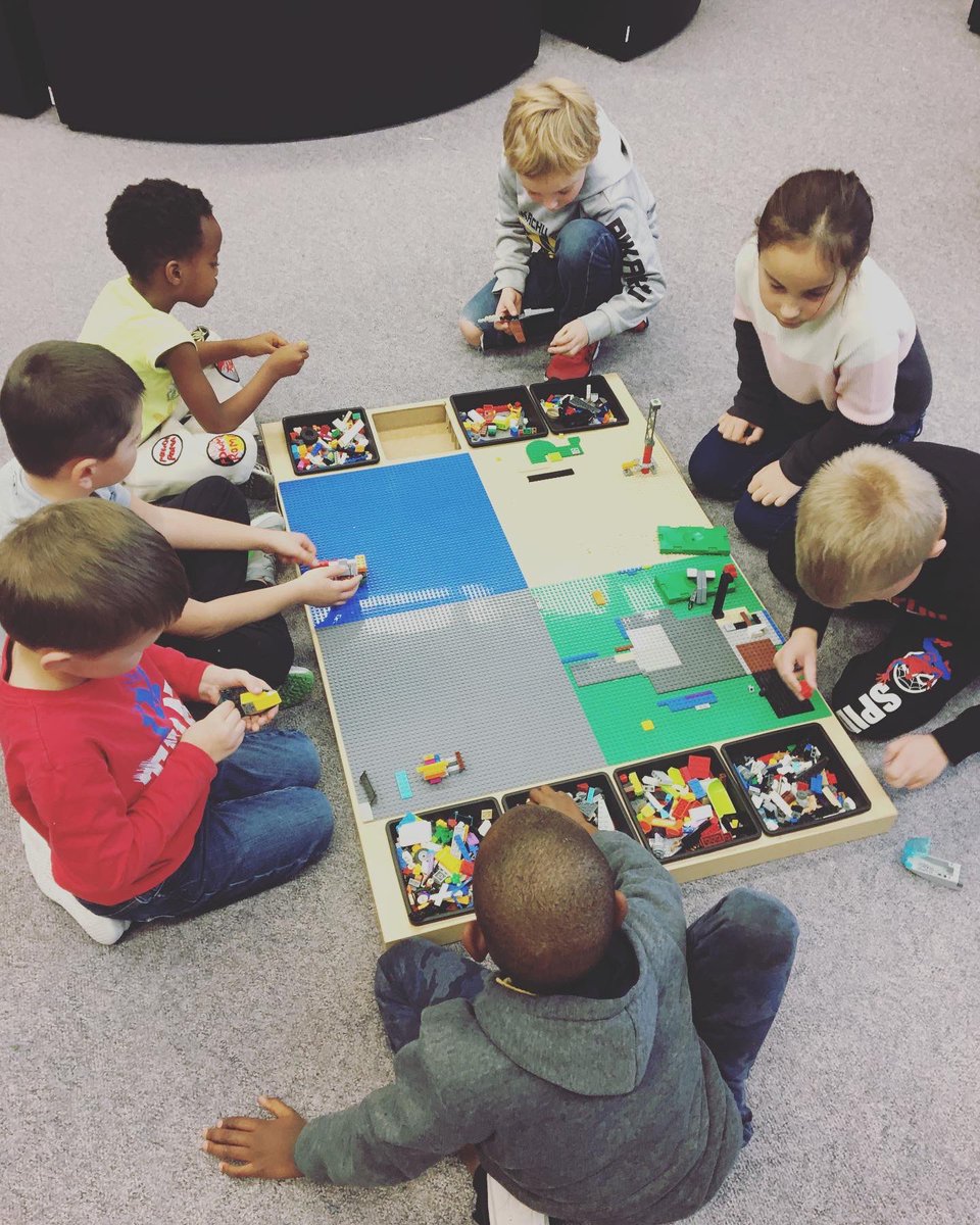 ALHortonSchool's tweet photo. LEGO club at lunch in the library learning commons with leader Mrs. Shell. Look at our collaborative creations! #eips #mindsandheartsofleaders https://t.co/F8RqTVfgBA