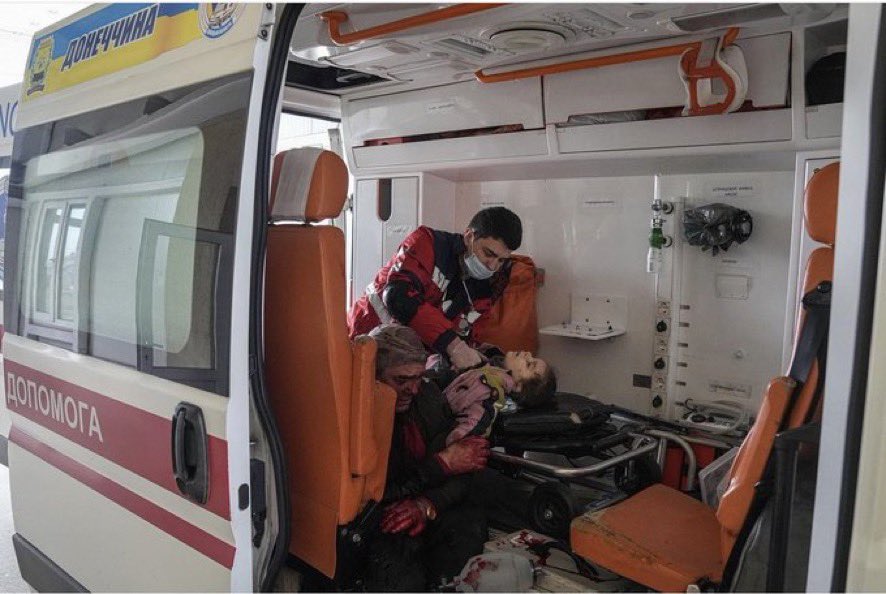 StationCDRKelly's tweet photo. This horrific image of a child being treated as a result of Russia’s war is a reminder of the lifesaving work of Ukrainian first responders. They need our support. Please consider a donation to replace ambulances destroyed by Russia. https://t.co/qj0k9bLu6y #united24 Thank you https://t.co/xaQAQ69SV9