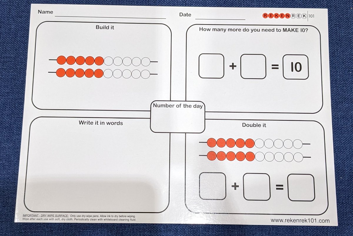 rekenrek101's tweet photo. Excited to announce I have designed some reusable, "Number of the Day" practice tasks. 
These are to be used with whiteboard markers. 
Class set (£25) to be given away if you like and share!
#rekenreks #mastery #numbersense #KS1maths https://t.co/YEYF9uO9LG