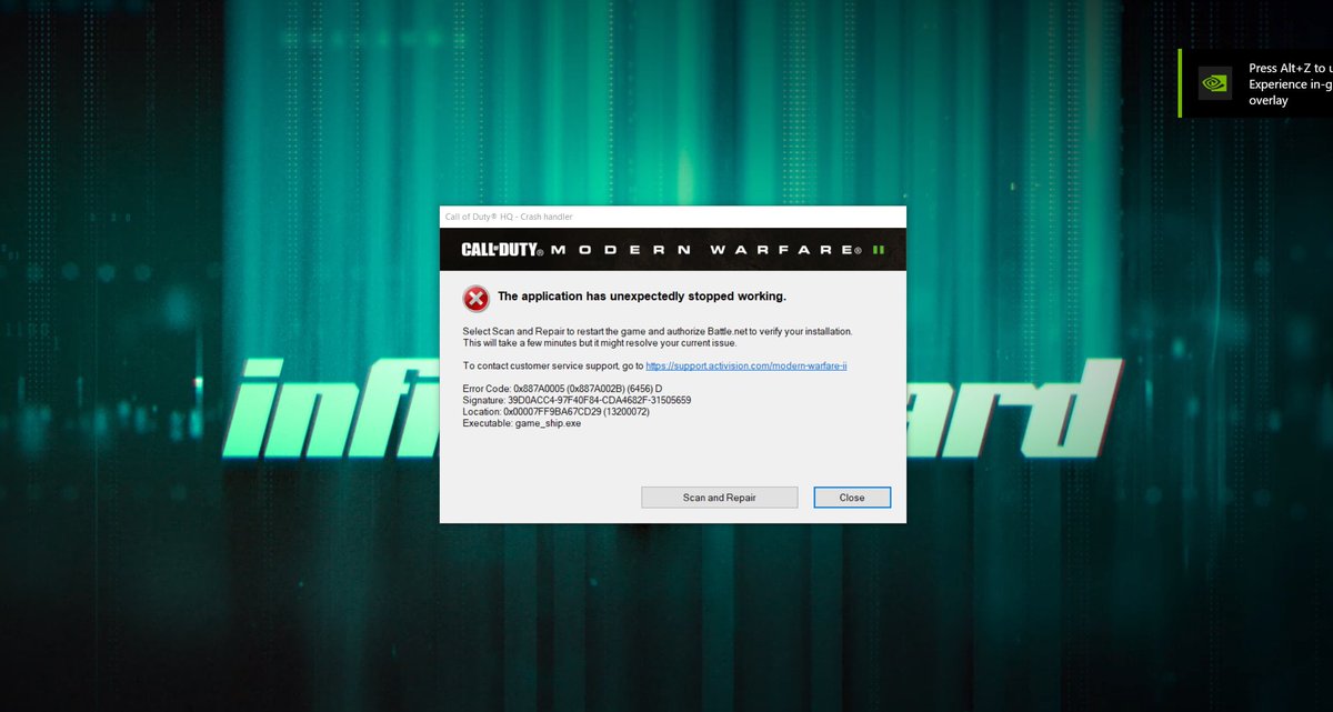FPoschl's tweet photo. @Activision @CallofDuty Can't even load the game without crashing.. Fix your $70 game https://t.co/a4Ajx3lPYD