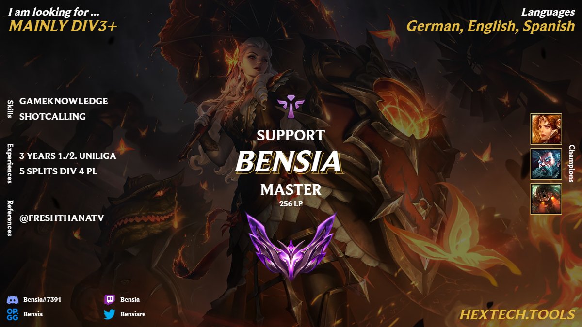 After 2 Splits with <a href="/NekoEsports/">Neko Elite</a> im now looking for a new Team! 
For any Infos just contact me anywhere  
RT's much appreciated
References -> <a href="/FreshThanaTV/">FreshThana</a> 
<a href="/lft_prime/">Prime League LFT</a>