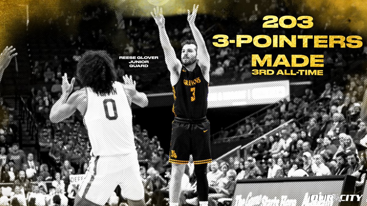 MWSUGriffons's tweet photo. Rattle 'em off, Reese. 

With a 6-of-11 from deep performance at OBU on Thursday, Reese Glover is just the third Griffon in @MWSUMBB history to surpass 200+ made 3-pointers.

• Cole Clearman: 233 (14-18)
• Heath Dudley: 217 (87-91)
• Reese Glover: 203 (19-Pres.)

#StayGold https://t.co/A8cKOewFQp