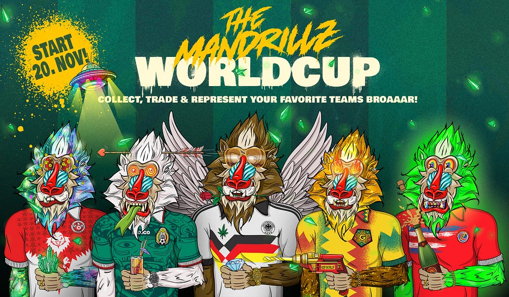 We have a collab giveaway with <a href="/TheMandrillz/">The Mandrillz NFT ™️💤</a>!

Prize - 1 World Cup Pack (6 NFTs) 

How to enter:

-Follow <a href="/mars_birds/">MarsBirds🦉</a> <a href="/TheMandrillz/">The Mandrillz NFT ™️💤</a> 
-Like, RT
-Tag some hooters

Ends in 24H

Good luck HOOTERS!

#Cardano #NFTgiveaway #NFT