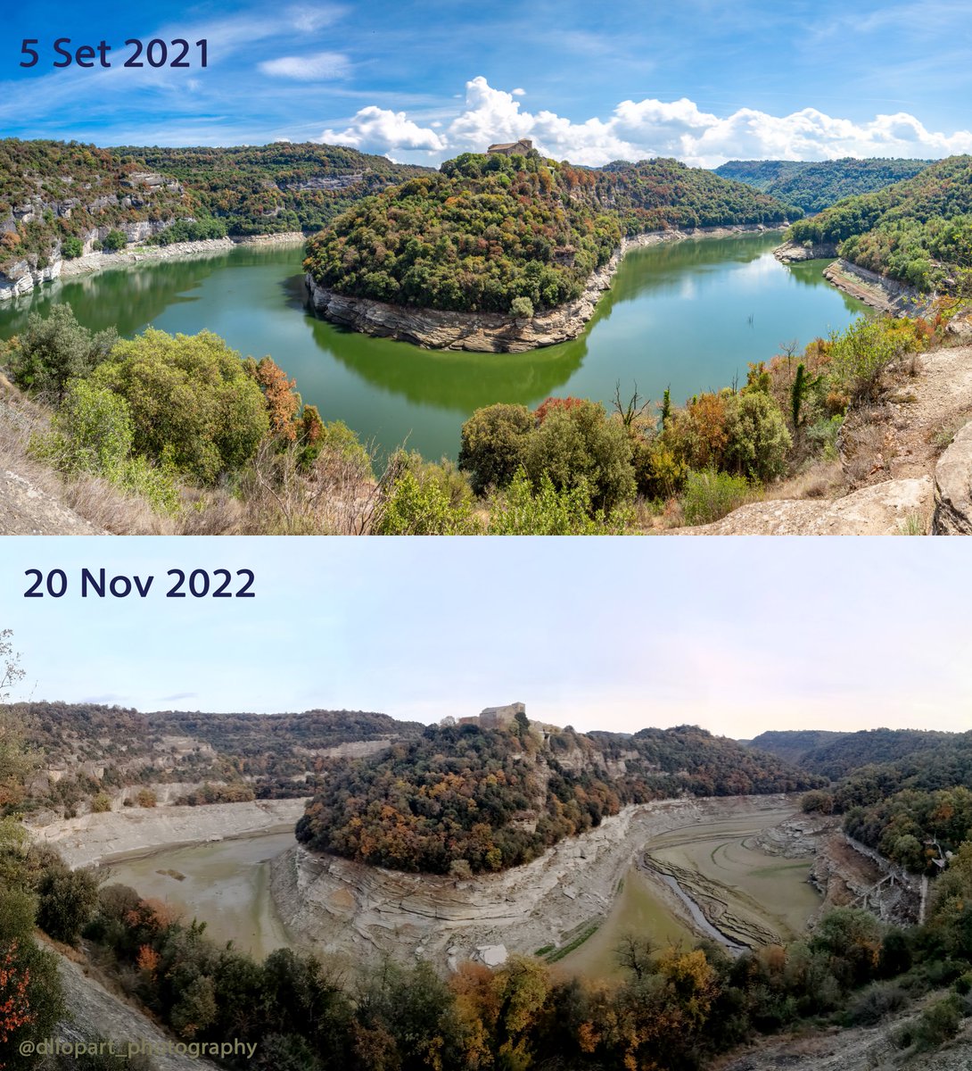 DanielLlopart's tweet photo. Fa por...
El Mirador del Ter el 5 de setembre de 2021 i avui, 20 de novembre de 2022. https://t.co/YL3OObaLuQ