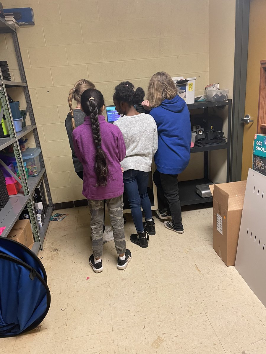 mwallsteaches's tweet photo. They haven’t had to do a Google Meet in almost a year, yet they handled their pitch in my closet while I taught a class on the other side of the door. This project was their baby, so they make morning announcements happen EVERY DAY on their own, even when I’m not there. #stlpky https://t.co/IJciqPXWva