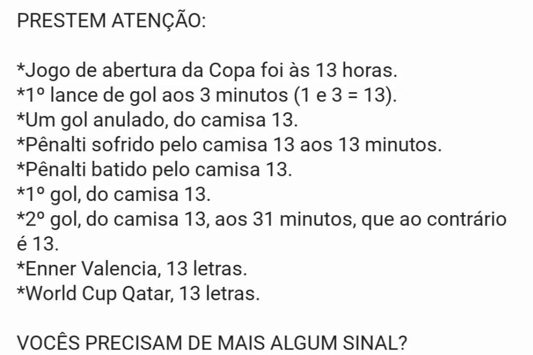 FORA BOLSONARO = 13 LETRAS
FIFA COMUNISTA = 13 LETRAS
Agora chama Zagalo pra explicar esse fenômeno do 13 kkkkk