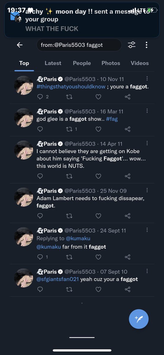 ightside's tweet photo. @Paris5503 This was you fucking hypocrite homophobe https://t.co/uQhp6FN3sf