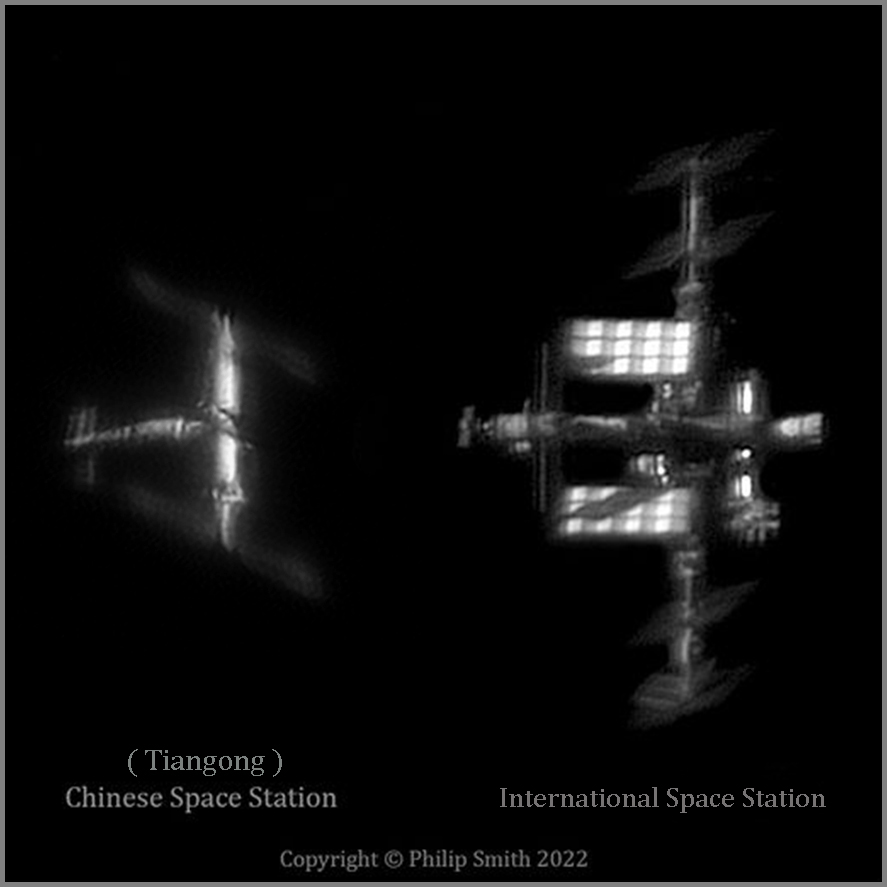 I imaged ( Tiangong ) CSS on 11-08-22 with  ZWO ASI174MM and ISS on 04-02-22 with ZWO ASI290MM both from my Manorville NY Observatory.  My imaging configuration was an Edge HD 14" telescope with a Baader Red 610 nm and Baader 2x Barlow Lens. Kind Regards To ALL :-)