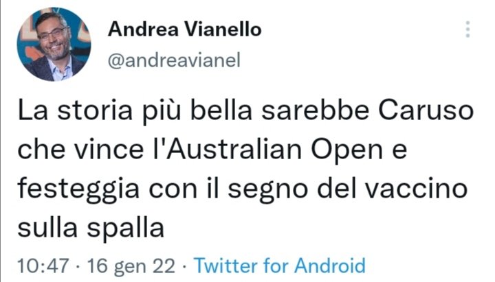 Giusto un anno fa, aveva festeggiato l' esclusione di #Djokovic dagli Australian Open.