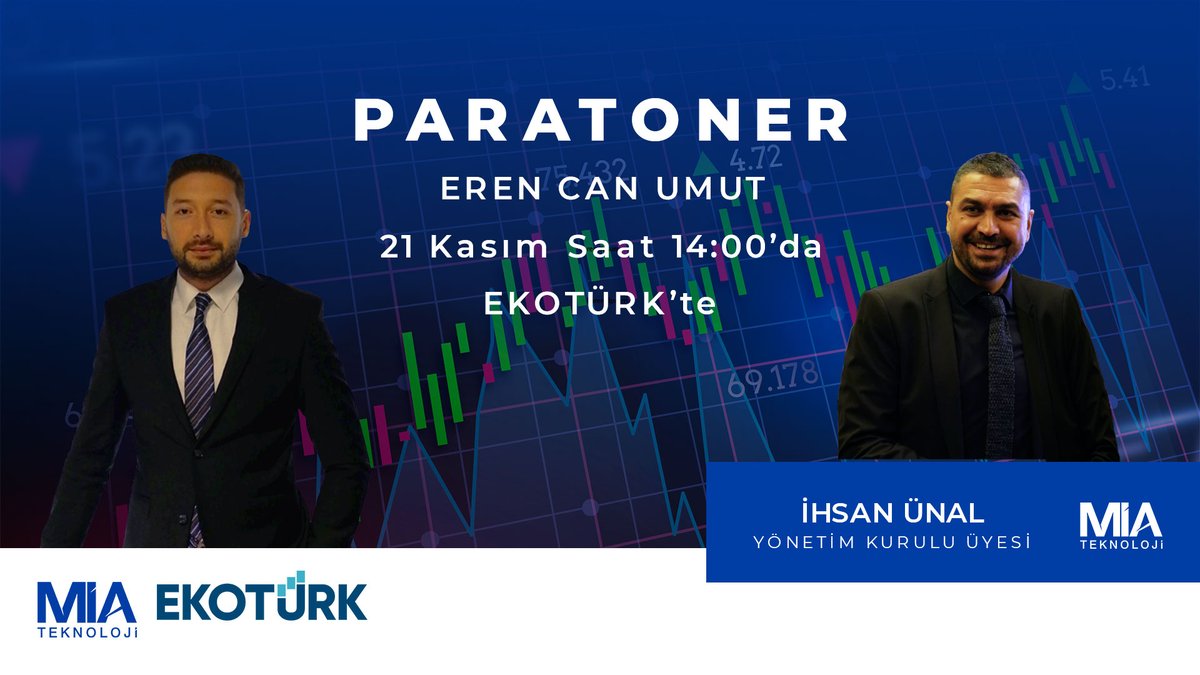miateknoloji's tweet photo. MİA Teknoloji Yönetim Kurulu Üyesi İhsan Ünal, 21 Kasım saat 14:00'da Paratoner'de Eren Can Umut'un konuğu oluyor.

@MiaihsanUnal @Ekoturktv @ErenCanumut https://t.co/pJjHDfUd72