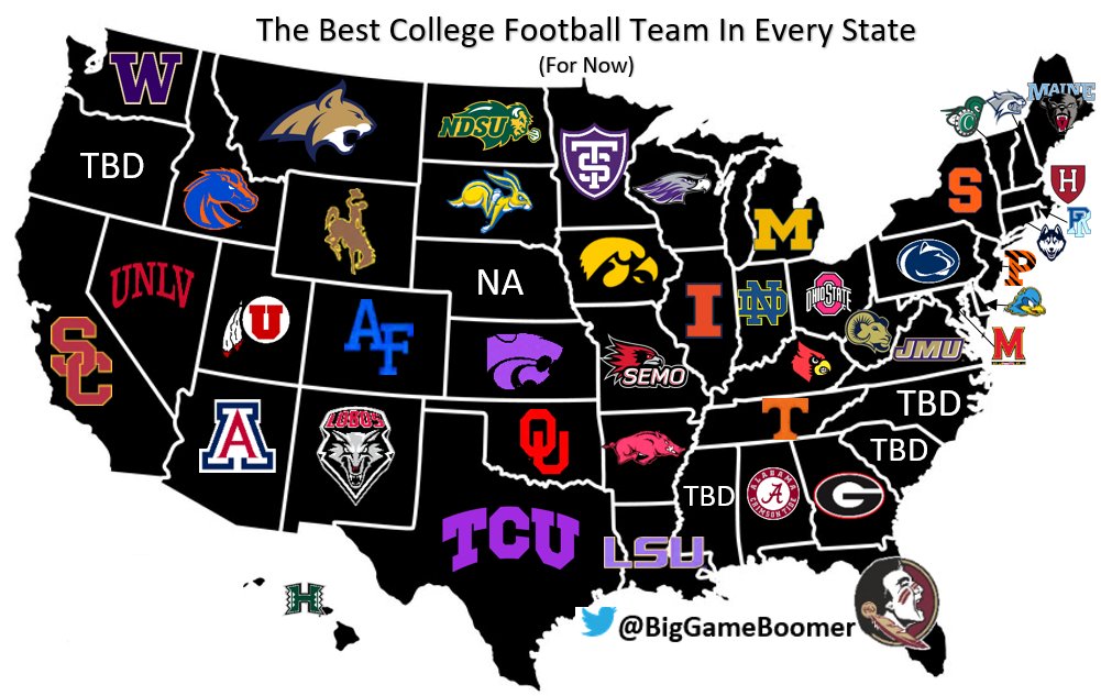 BigGameBoomer's tweet image. The Best College Football Team In Every State
