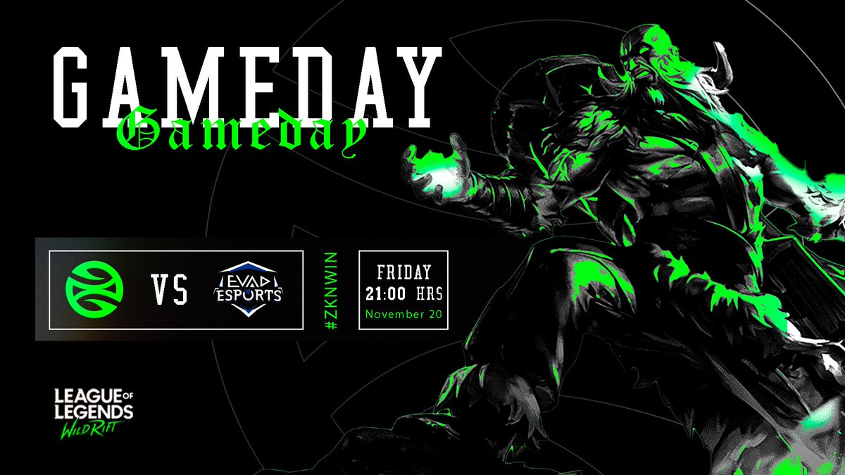 #WildRift | GAMEDAY

Our guys will play in the HEXTECH SERIES WILD RIFT 2 DIVISIÓN.

🗓️Today - Sunday 
🕛 21:00 Hrs Spain
🆚 <a href="/EsportsEVAD/">EVAD Esports</a>

We have to win, go go go.. 
#ZKNWIN