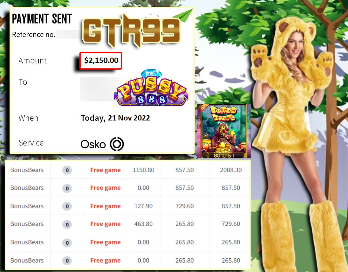 gtr99aus's tweet photo. 🎉Congratulations🎉 to our Lucky Member Received a Big Win at our Platform -Pussy888> BonusBear 🧸
 
🏆Member Deposit $160 Only , Free Game Get 1150.80 Big Win And Withdraw $2,150.00🏆      
 
🌐 WhatsApp: https://t.co/8gLQNzlmGg https://t.co/SxAzOU5ydI