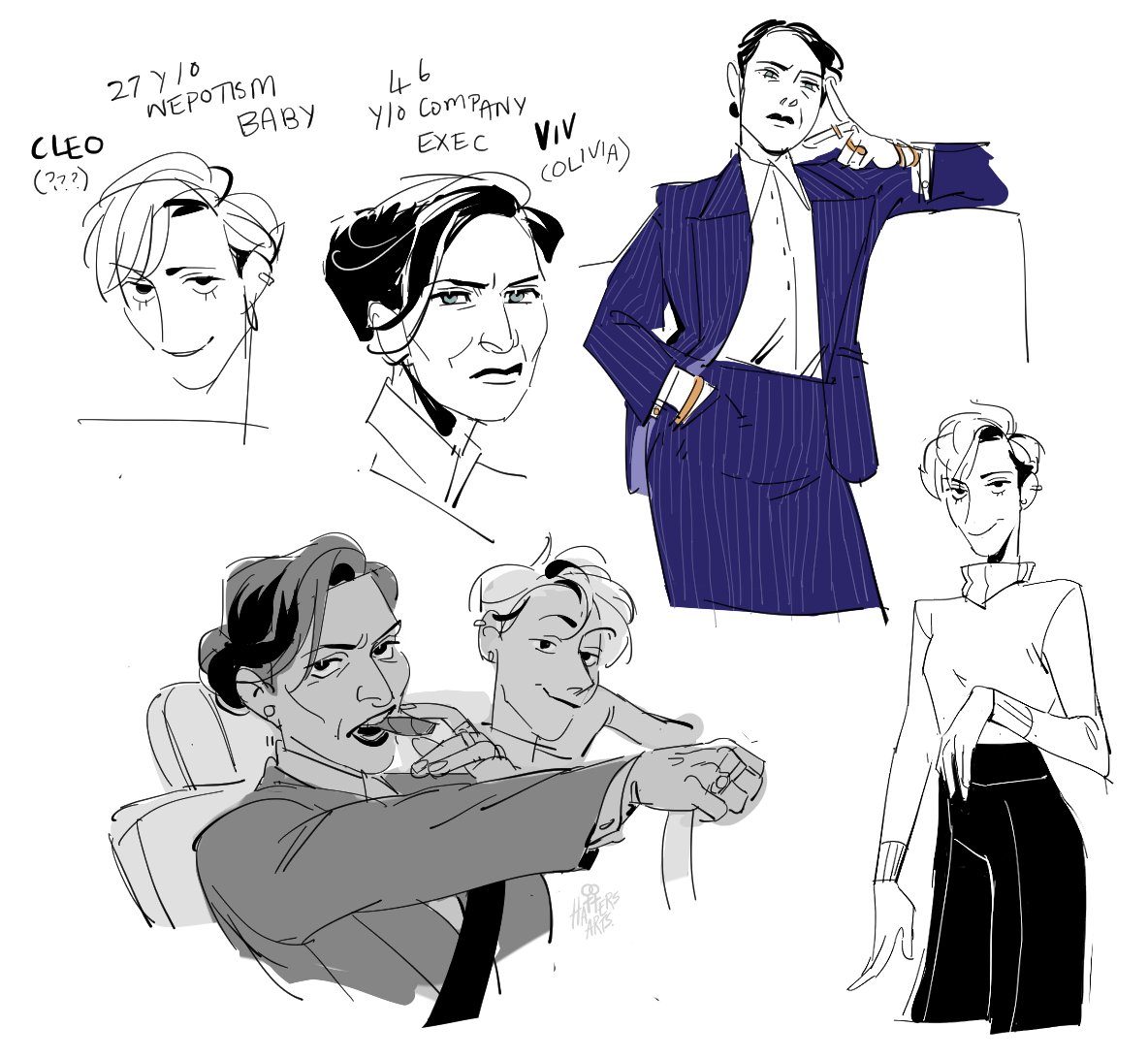 NEW OCSSS. viv is an exec at some kind of finance company and cleo is the nepo baby who gets a job at the company.

viv stupidly responds to cleo's flirting thinking it would shut her up but instead they somehow end up fucking on her desk and viv is pissed at how good it is 