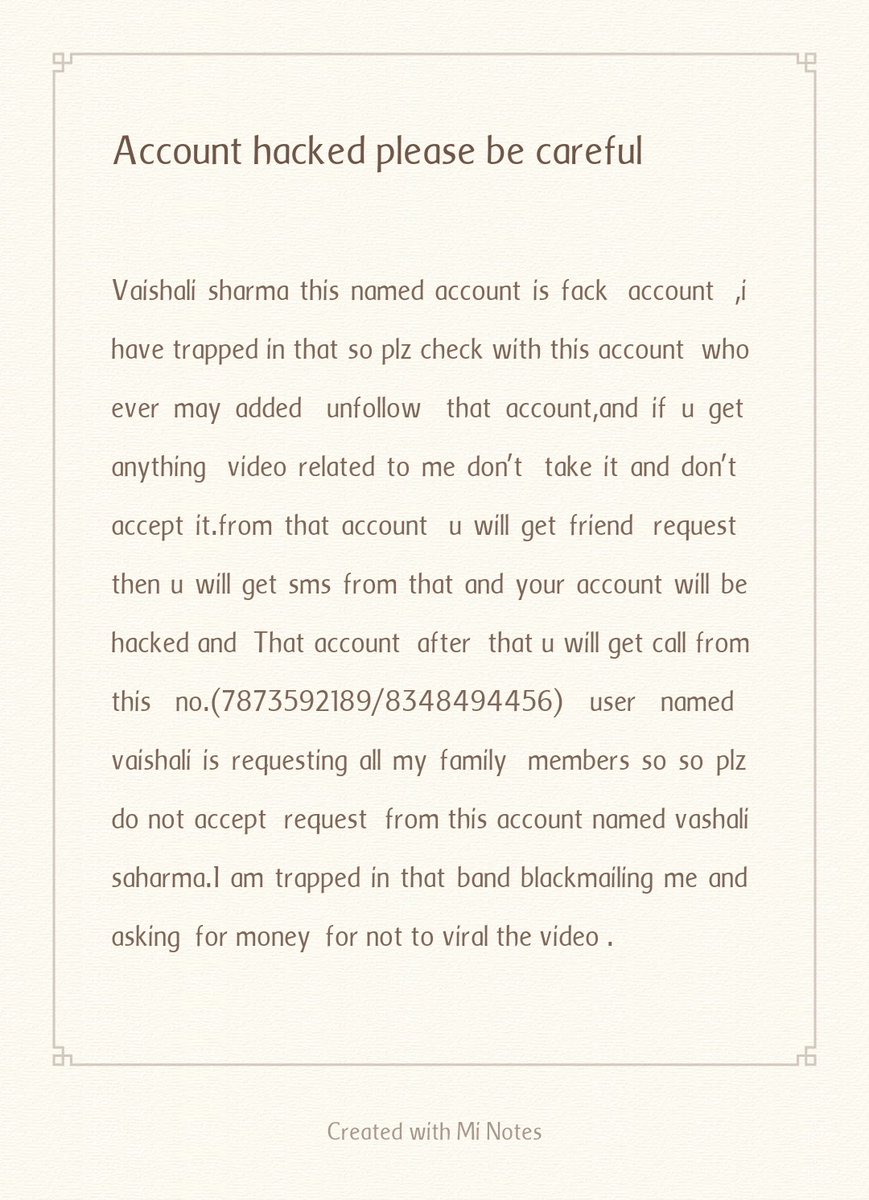 TariniSahu9's tweet photo. Vaishali sharma this named account is fack  account i have trapped in that so plz check with this account  who ever may added unfollow that accountand if u get anything  video related to me don't  take it and don't  accept that.After video completed the person has to blackmail .. https://t.co/xRpNBqApPE
