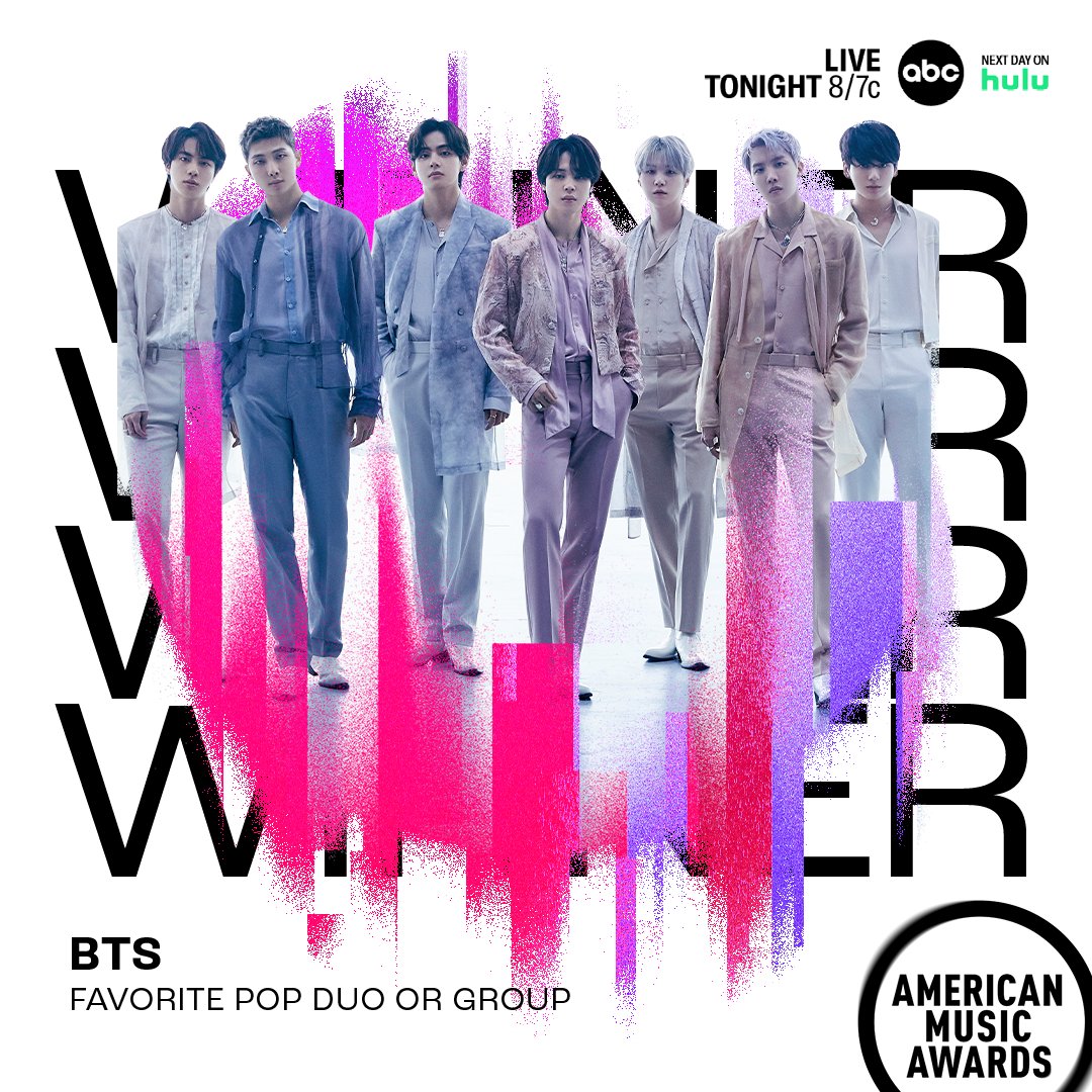 BTSquadInfo's tweet photo. [INFO]📰

¡BTS ganó 'Favorite Pop Duo or Group' en los American Music Awards @BTS_twt!

#1. BTS — 4 
#2. Aerosmith — 3 
#3. One direction — 3 

BTS se ha convertido en el grupo que más veces gana este premio en los AMAs. https://t.co/cK1Yfm4NBn