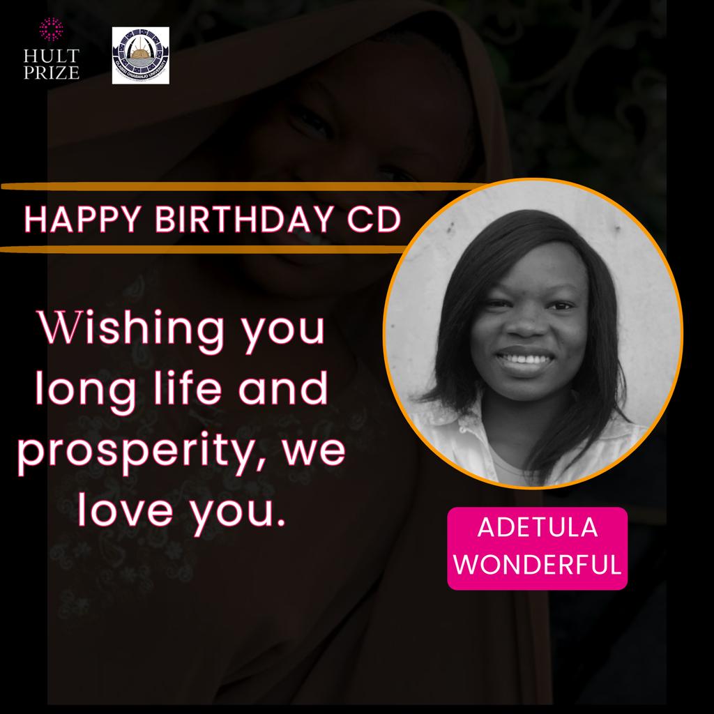 HultPrizeOOU's tweet photo. HAPPY BIRTHDAY TO OUR CAMPUS DIRECTOR.

WONDERFUL, thanks for choosing the path of courage and outstanding knowledge. We wish you long life and prosperity, Cheers to a new age 😁.

Once Again, HAPPY BIRTHDAY @Wonderkanyin20 https://t.co/w7tLJ9hWyz