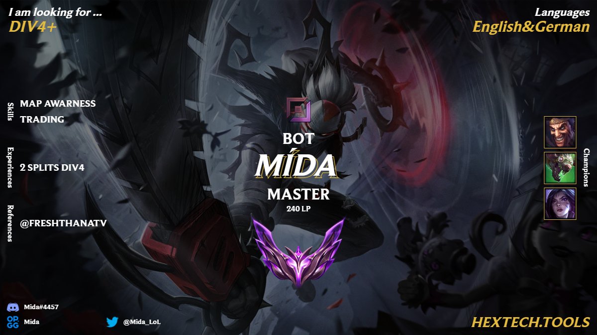 2 Splits with <a href="/NekoEsports/">Neko Elite</a> and now looking for new 
opportunities.
open for DM's
RT's appreciated
ref: <a href="/FreshThanaTV/">FreshThana</a> 
<a href="/lft_prime/">Prime League LFT</a> <a href="/LFT_LoL_EU/">LFT_LoL_EU</a>