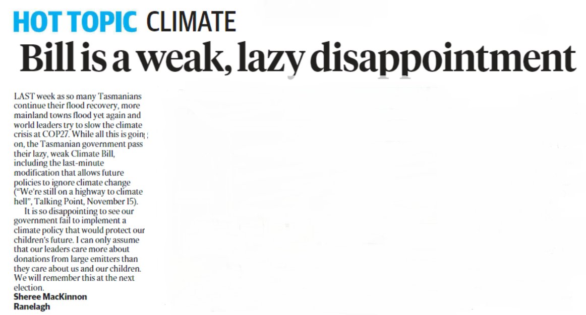 TassieWild's tweet photo. @jeremyrockliff Govt #ClimateFails:
❌New laws remove requirement for govt depts to consider climate
❌Supports new fossil fuels
❌Has long-term fossil fuel gas 'strategy'
❌Recently advertised new coal mine leases
❌Still logs forests: Tas' single-biggest CO2 source
#politas https://t.co/HL7hsYKEtD