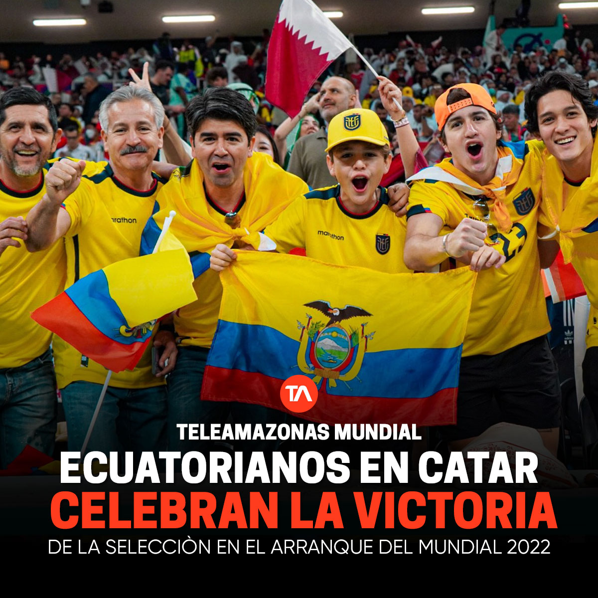 teleamazonasec's tweet photo. #TeleamazonasMundial | Así celebran los ecuatorianos en Catar la victoria de #LaTri https://t.co/YRbkFNIvZD https://t.co/wa1Z8TTZAW