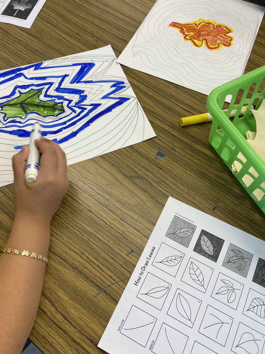 WWS students are busy creating and learning about leaves before this fall season is officially over!🍂 1st grade- leaf designs that show how to make secondary colors. They were given different options of how to draw their leaf. <a href="/WSS_SScott/">Stacey Scott</a> <a href="/WPSVisualArt/">WPSVisualArt</a> #workinprogess