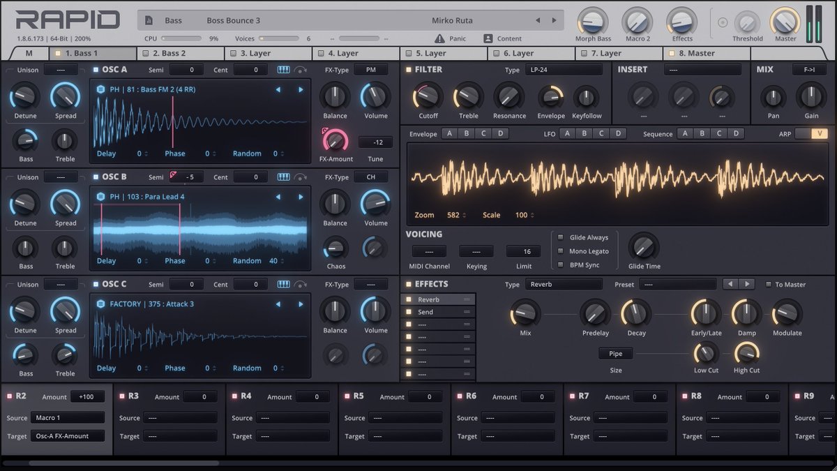 ParawaveAudio's tweet photo. We also updated #RapidSynthesizer to version 1.8.6. It's a minor update and mainly added #VST3 support, further improved UI performance and #DAW compatibility. Also a fancy HDR bloom effect as eye candy. https://t.co/jeWAWajOvj https://t.co/hw3tnGDIu6