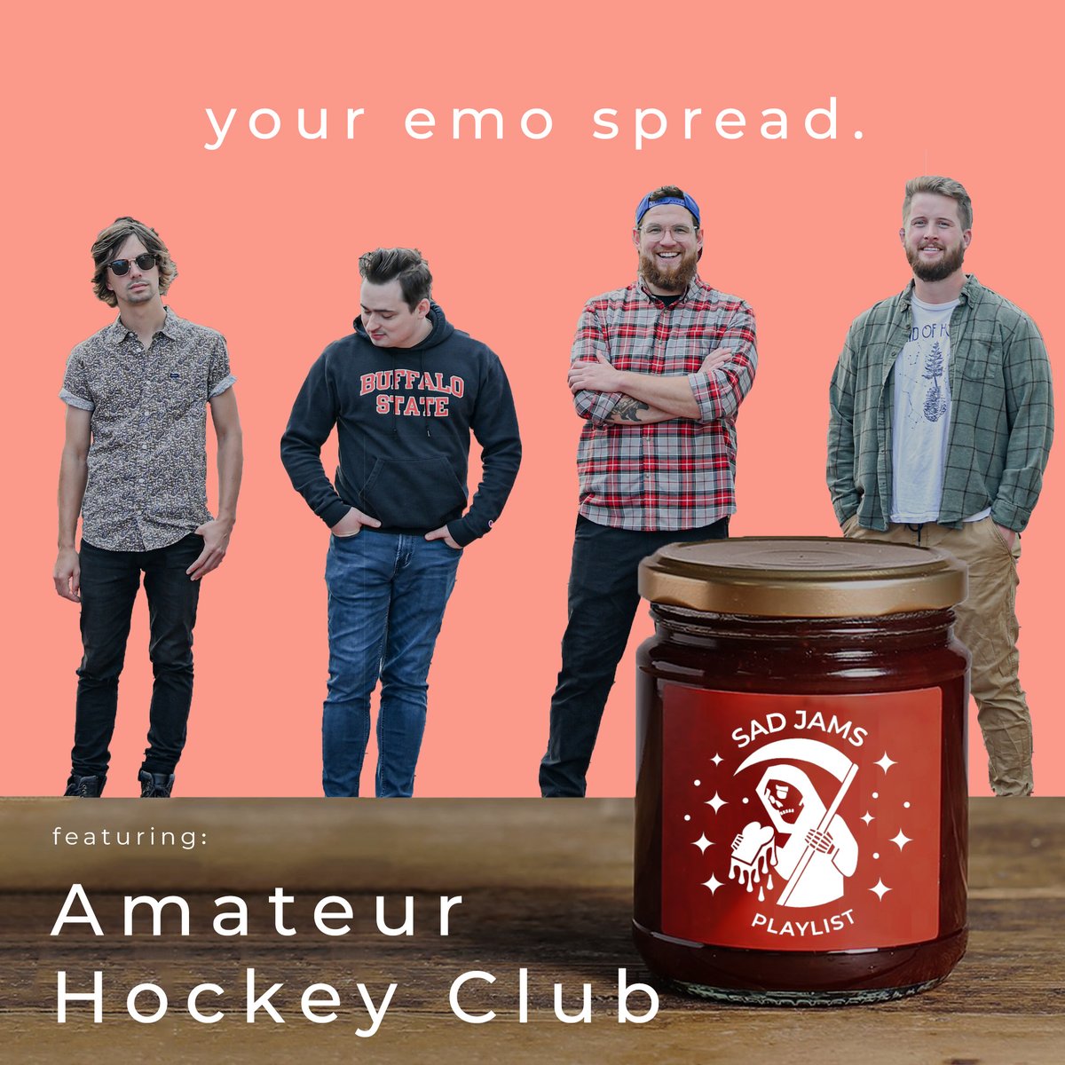 s a d 🍓 j a m s -> your emo spread

playlist cover: <a href="/amhockeyclub/">AMATEUR HOCKEY CLUB</a> 

🍓 follow -> sadjams.lnk.to/playlist