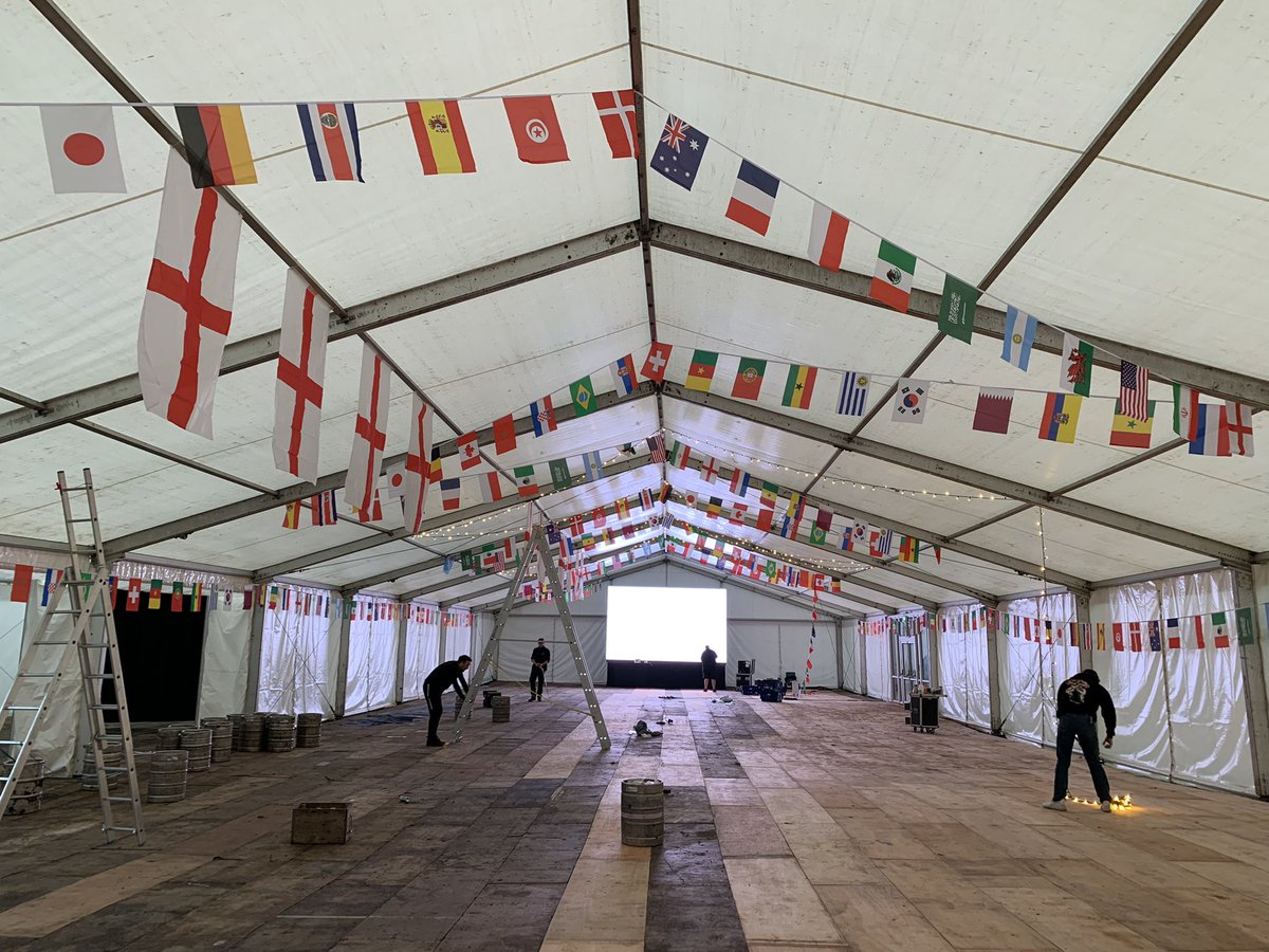 Final preparations are underway for the 2023 FIFA World Cup at the Triton Inn with an impressive 5m LED screen. Is it coming home…. #WorldCup2022 #marqueehire #eventsintents