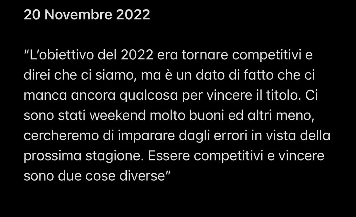Quale manager può procrastinare il target di anno in anno, rinunciando a competere prematuramente per puntare alla stagione successiva? 2021 sacrificato per il 2022. Blocco update sulla F1-75 per puntare al 2023. Verba volant scripta manent #F1 #Ferrari #NeverEndingStory