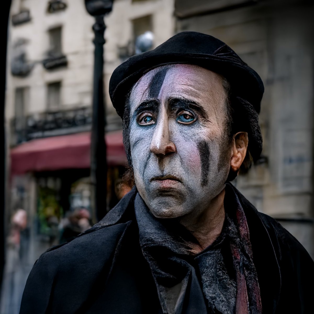 OutrunStudio's tweet image. Nicolas Cage as a French mime.
#midjourney #nicolascage #frenchmime 
#midjourneyV4 #midjourneyart #midjourneyAi