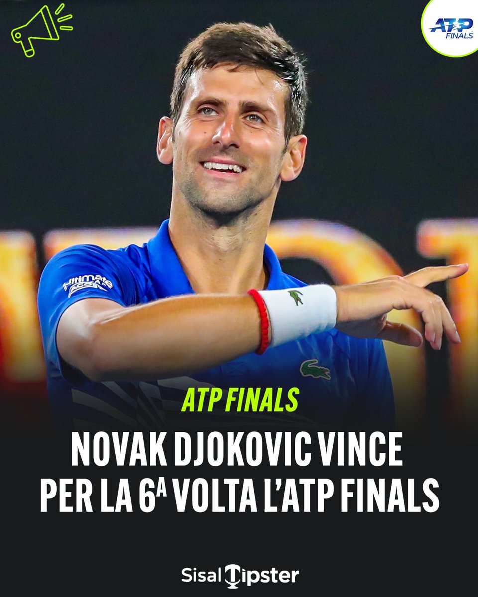 SisalTipster's tweet photo. ANCORA UNA VOLTA DJOKOVIĆ 🎾
Il tennista serbo batte in due set (7-5; 6-3) il norvegese Casper Ruud e conquista per la 6ª volta in carriera l'ATP Finals 🏆
Eterno Nole ❤️
#sisaltipster #tquality #djokovic #ruud #atp #finals #atpfinals #torino #atpfinalstorino #tennis https://t.co/SqrMyBloSo